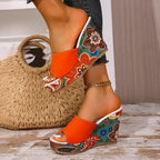 Boheme – Sandalia de cuña de terciopelo