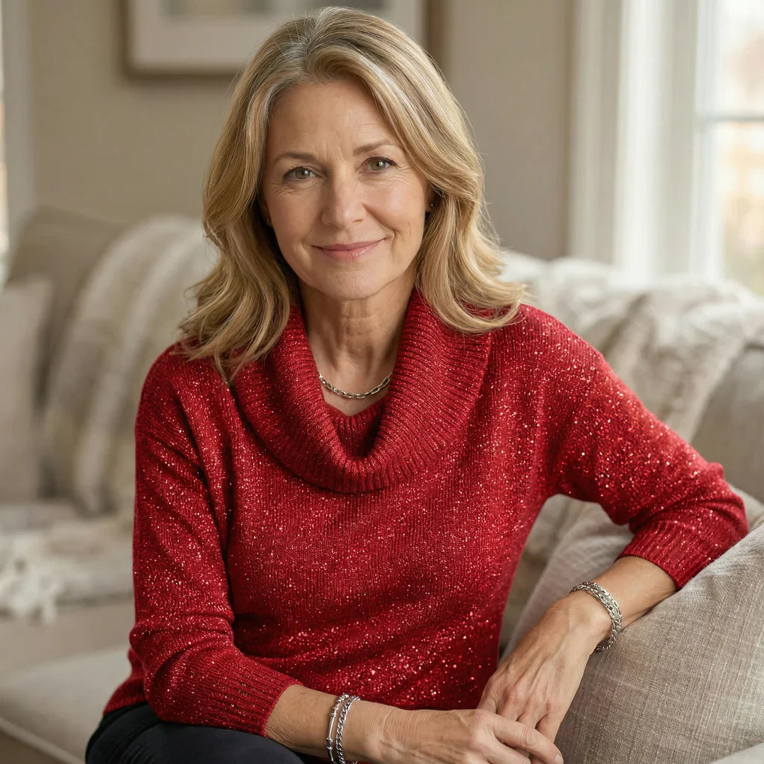 Bea - Jersey de cuello suave con brillo sutil