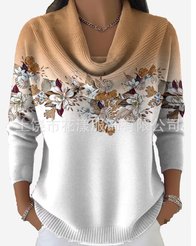 Loose Fit 3D Digital Print Knitwear Sweater Comfortable Casual Style Long Sleeve Streetwear Trendy Fashion for Women