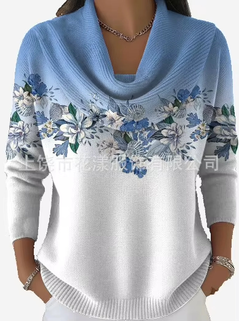 Loose Fit 3D Digital Print Knitwear Sweater Comfortable Casual Style Long Sleeve Streetwear Trendy Fashion for Women