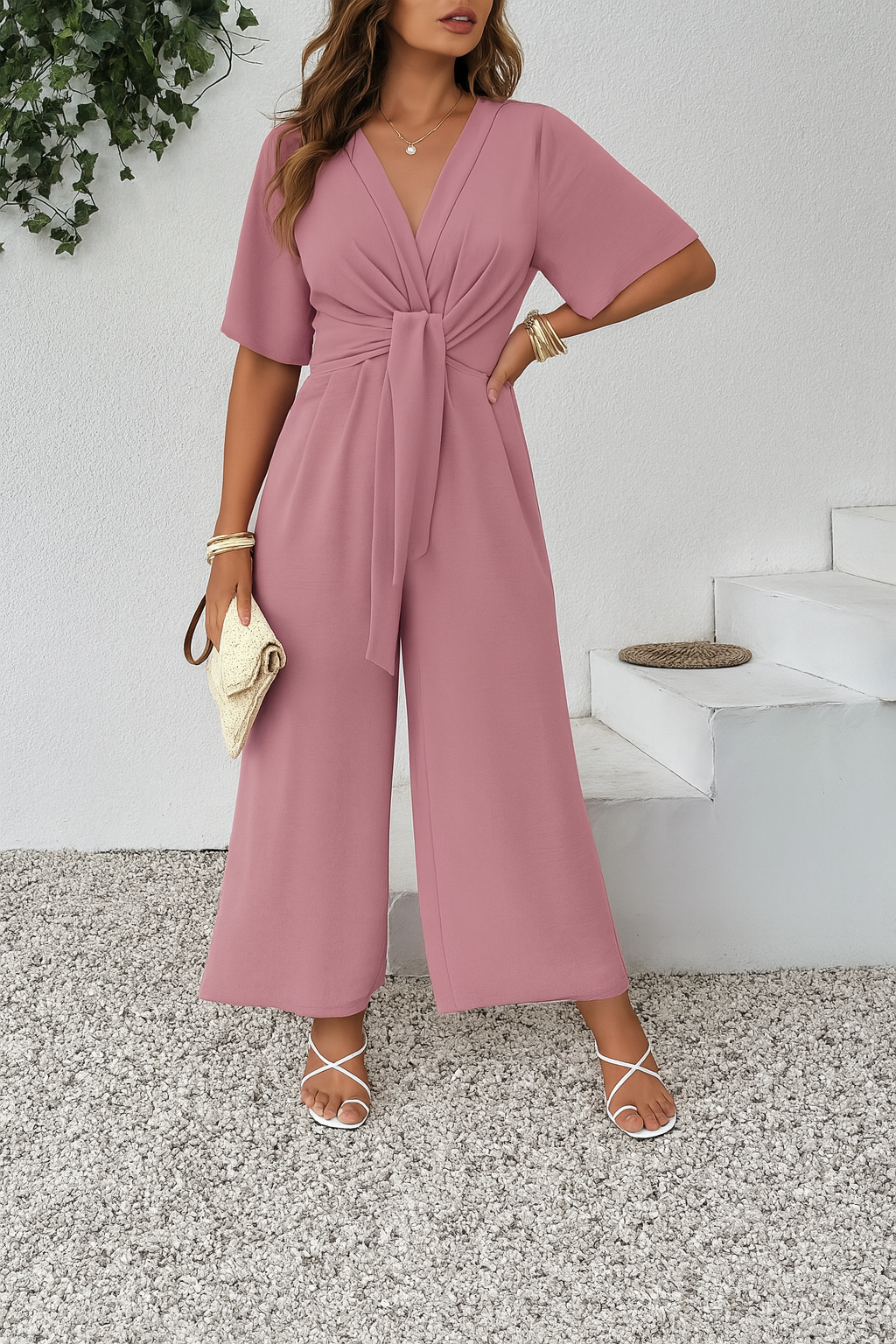 AURA – Mono Fluido con Nudo Frontal y Pierna Ancha