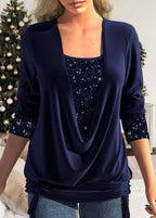 Nara - Blusa drapeada con lentejuelas integradas