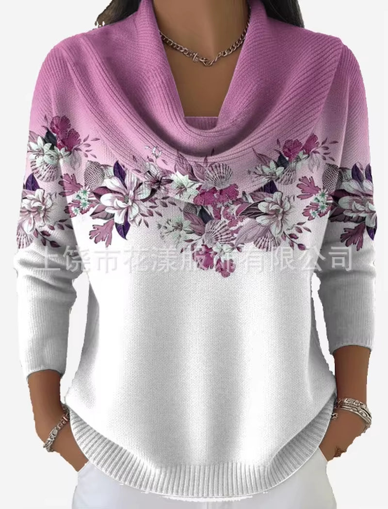 Loose Fit 3D Digital Print Knitwear Sweater Comfortable Casual Style Long Sleeve Streetwear Trendy Fashion for Women