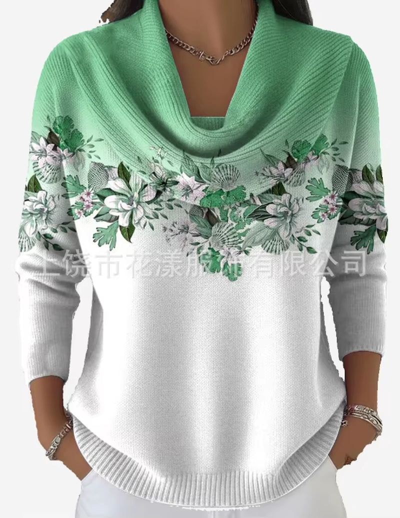 Loose Fit 3D Digital Print Knitwear Sweater Comfortable Casual Style Long Sleeve Streetwear Trendy Fashion for Women