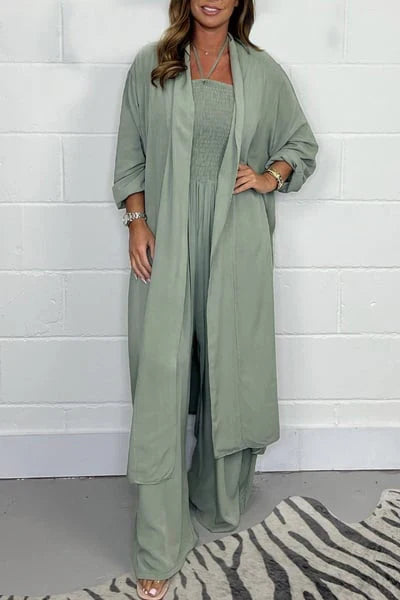 Gloria/ Conjunto de 2 piezas de pantalones anchos con espalda descubierta y tiras para mujer