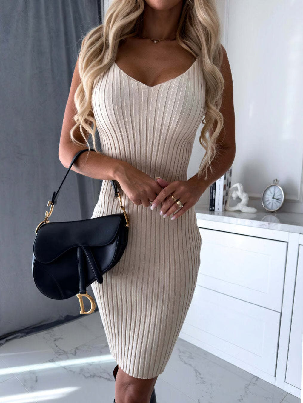 Ema - Conjunto de jersey de punto y vestido camisero
