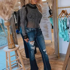 Sara - Camiseta elegante ajustada con detalles de pedrería