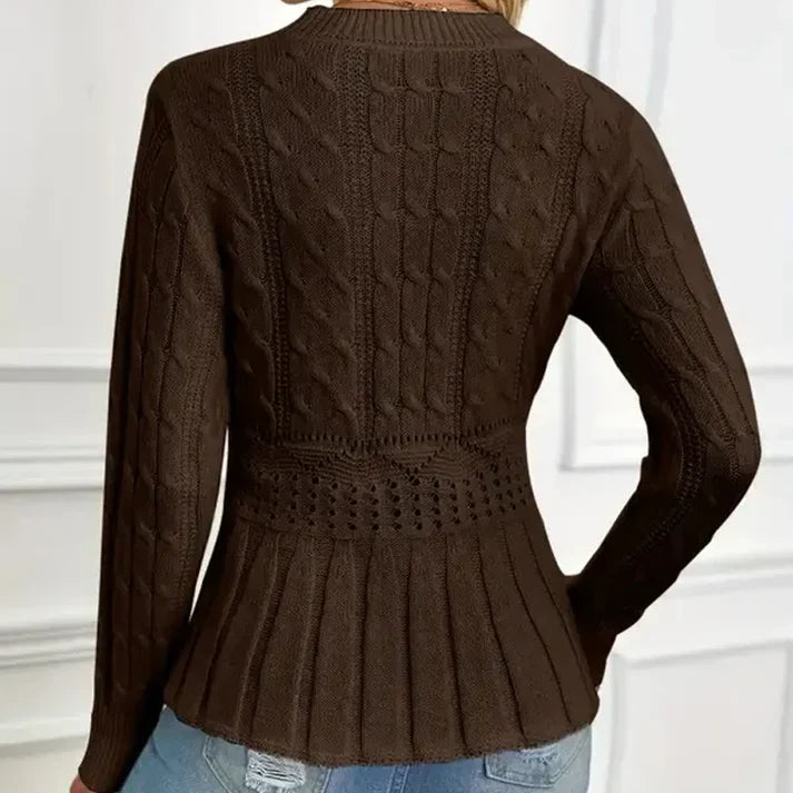 Inara - Jersey de mujer con cuello redondo y bajo peplum
