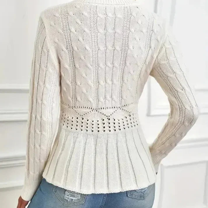 Inara - Jersey de mujer con cuello redondo y bajo peplum