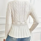 Inara - Jersey de mujer con cuello redondo y bajo peplum