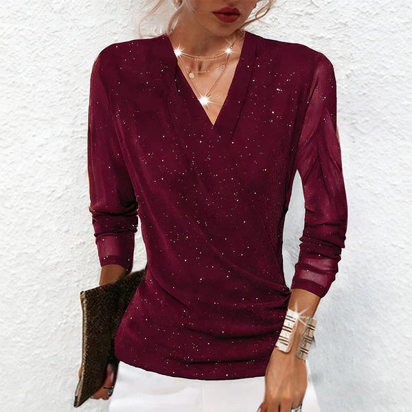 Aria - Blusa cruzada con brillantes