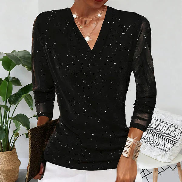 Aria - Blusa cruzada con brillantes